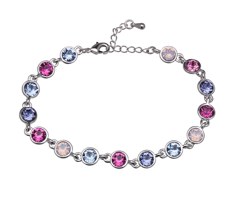 Pink   Blue Tennis Bracelet with Swarovski Crystals