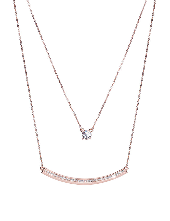 Rose Goldtone   Clear Swarovski Crystal Layered Necklace