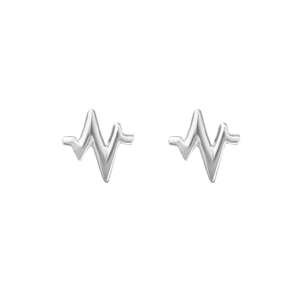 Sterling Silver Heartbeat Stud Earrings