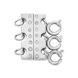 Silvertone Three Layered Necklace Spacer Clasp with Luxury Crystals - Callura
