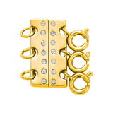 Goldtone Three Layered Necklace Spacer Clasp with  Crystals