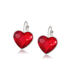 Red Swarovski Crystal Heart Leverback Earrings
