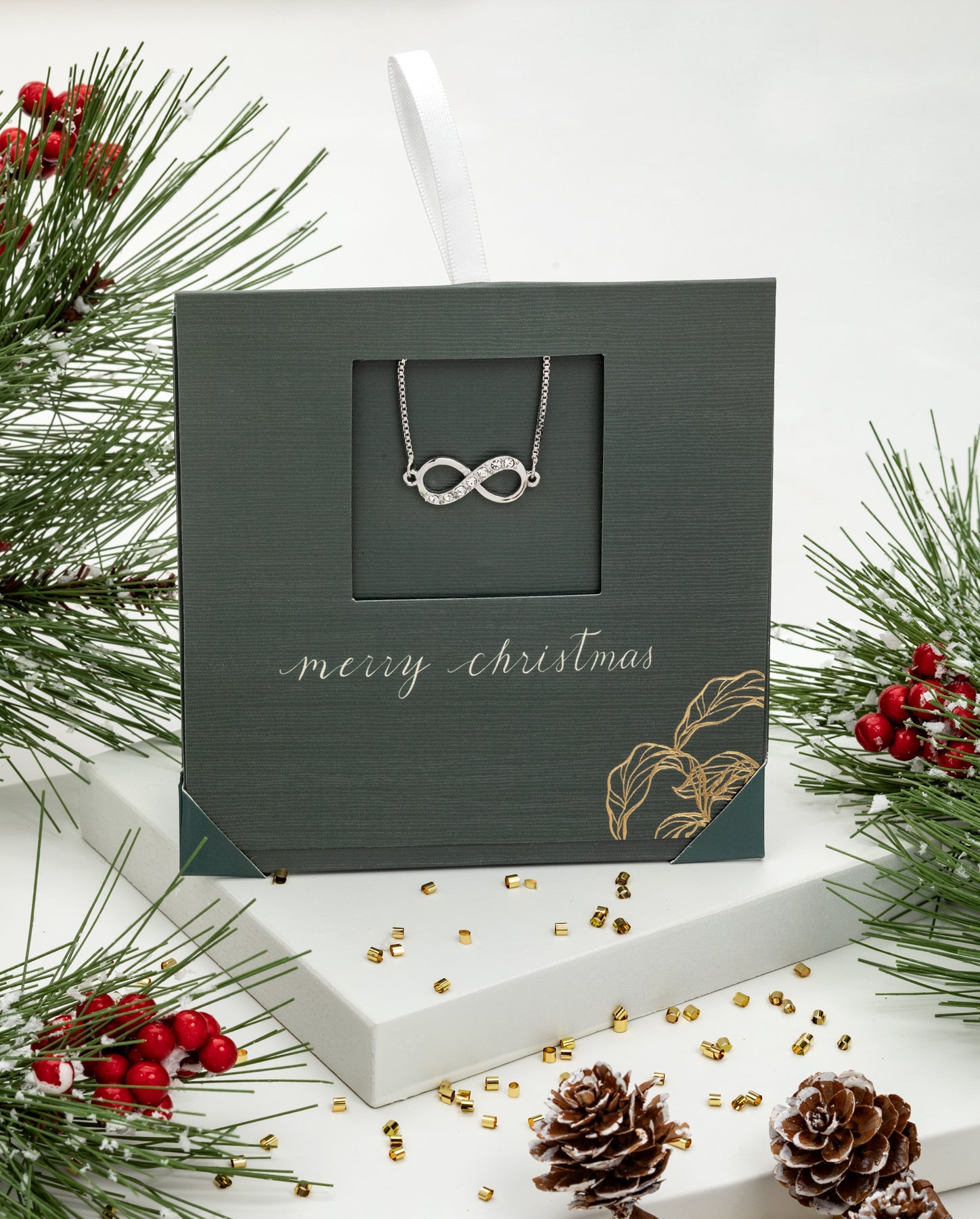 Silvertone   Clear Swarovski Crystal Infinity Bracelet - on Holiday Card