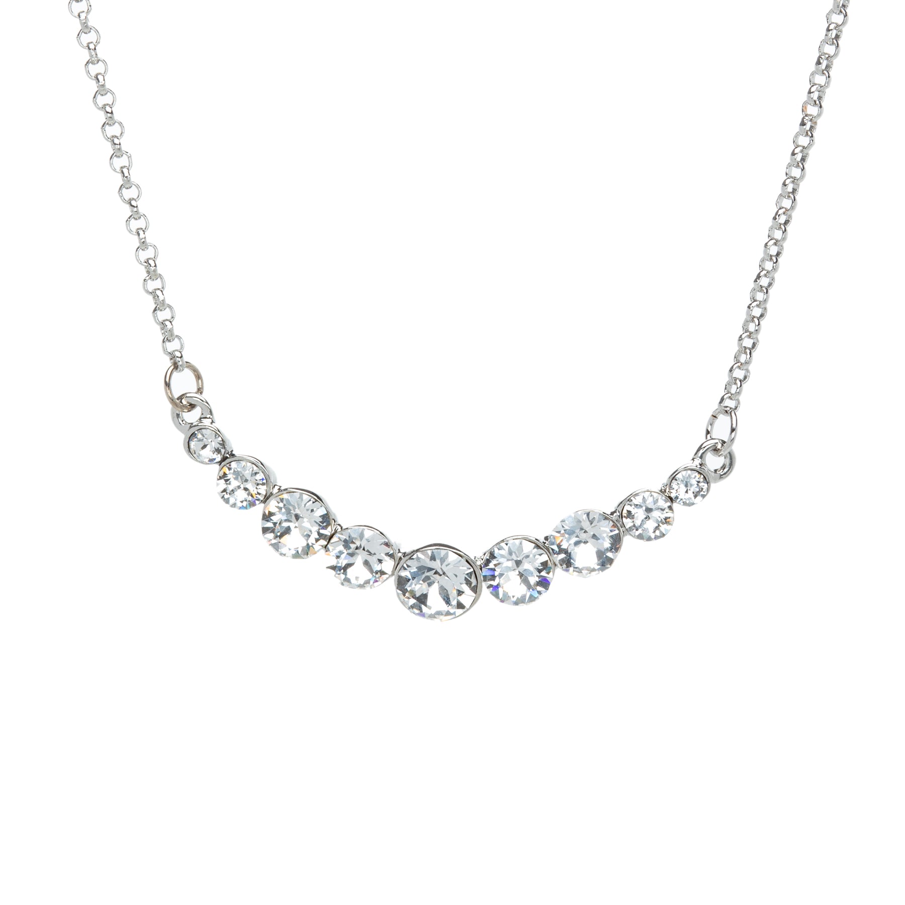 Clear Circular Swarovski Crystal Curved Necklace - on Holiday Card