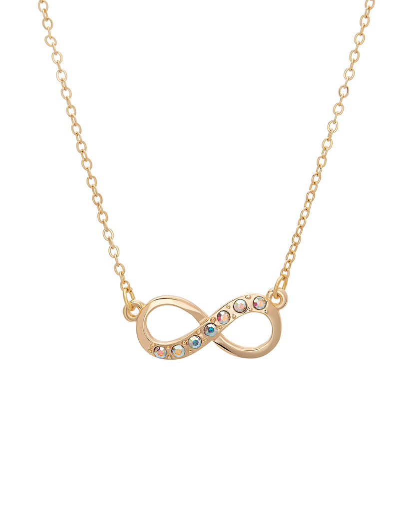 Goldtone   AB Swarovski Crystal Infinity Necklace - on Holiday Card