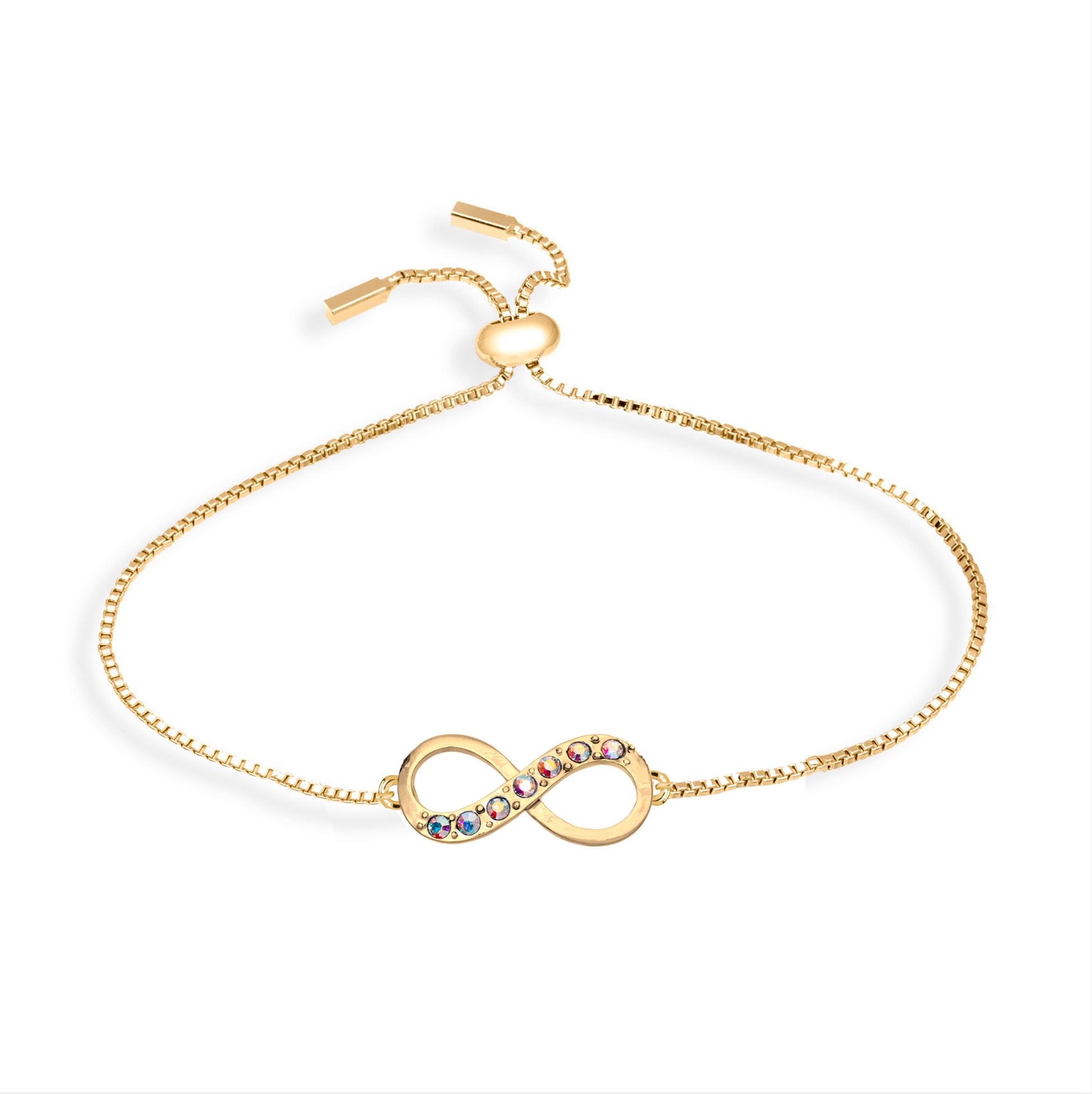 Goldtone   AB Swarovski Crystal Infinity Bracelet - on Holiday Card
