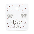 Sterling Silver Dainty Bow Studs on Love You Card