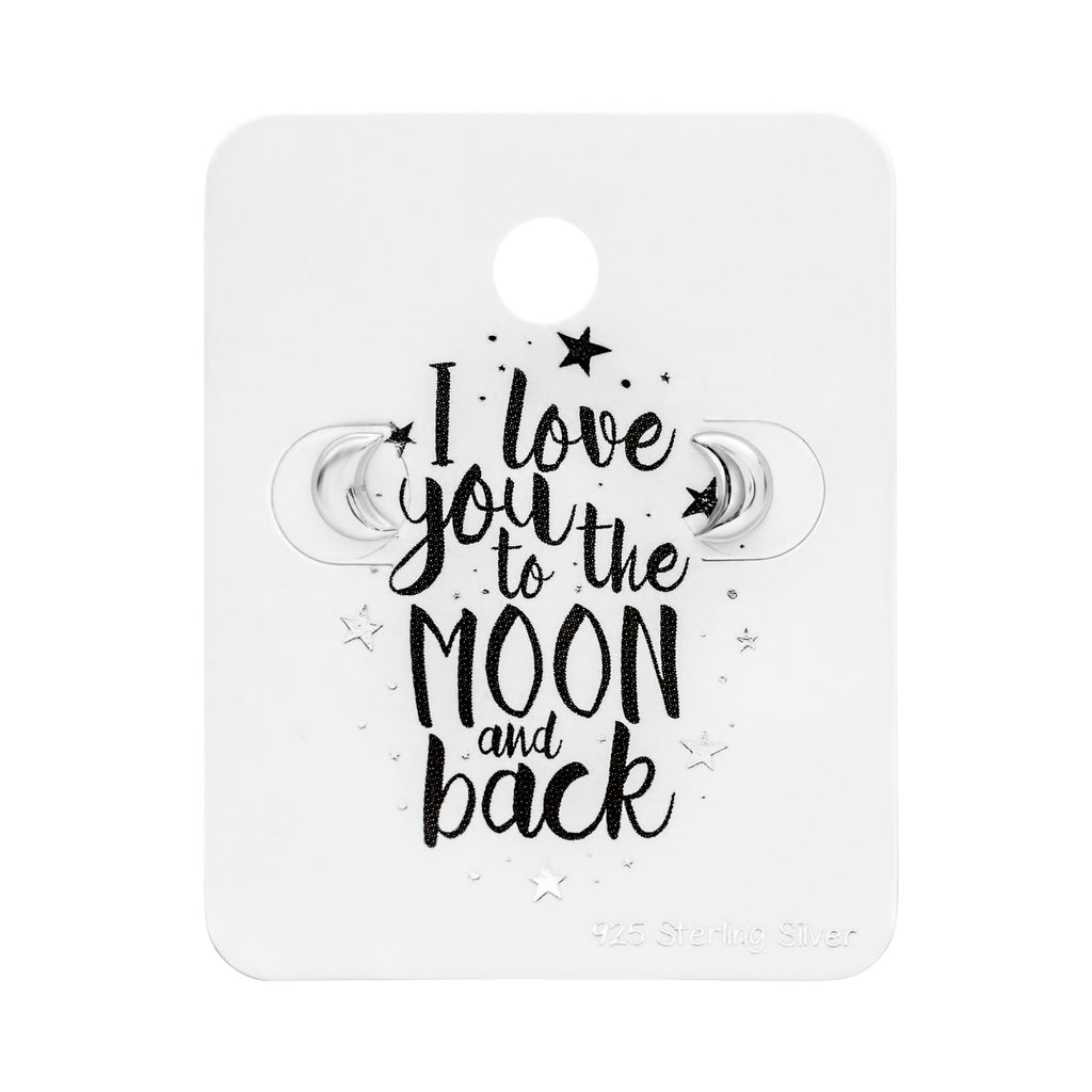 Sterling Silver Moon Studs on Love You to the Moon Card