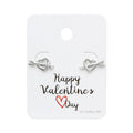 Sterling Silver Heart with Cupids Arrow Studs on Valentines Day Card