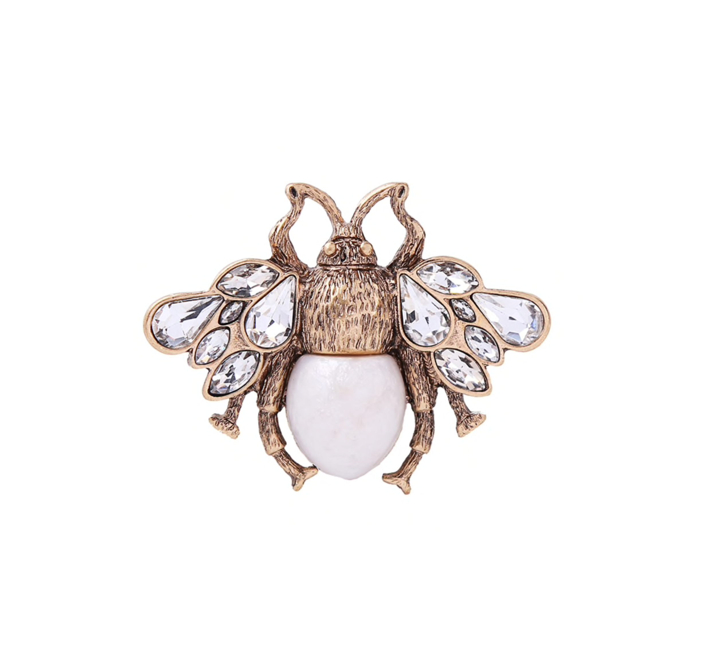 White Crystal Bee Brooch