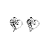 Sterling Silver Horse Heart Stud Earrings