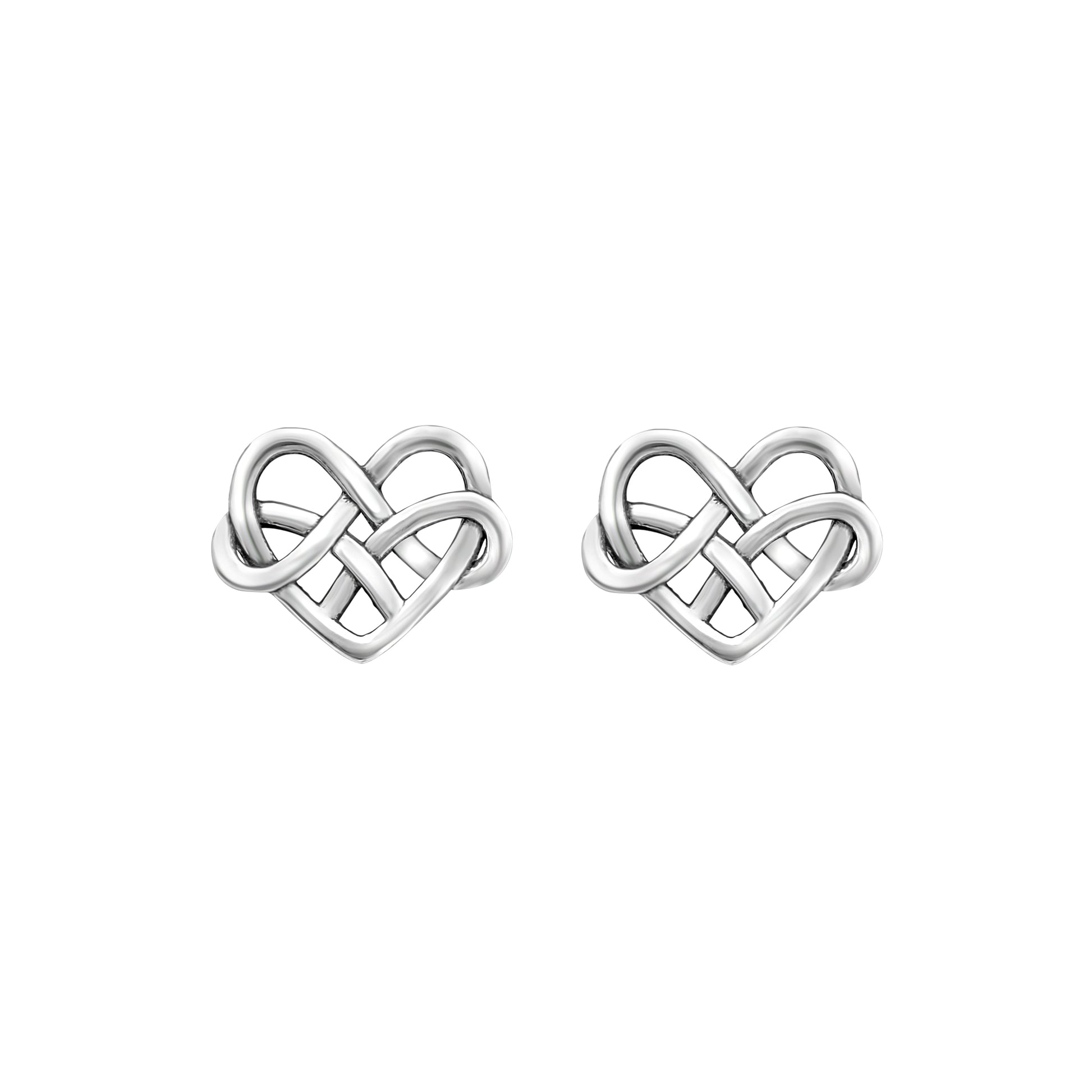 Sterling Silver Celtic Heart Stud Earrings