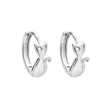 Sterling Silver Cat Huggie Hoop Earrings