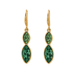 Goldtone   Emerald Dual Marquis Drop Earrings with Swarovski Crystals