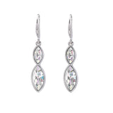 Silvertone   Clear Dual Marquis Drop Earrings with Swarovski Crystals