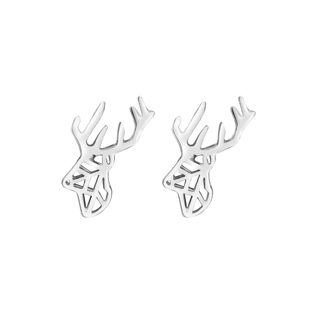 Sterling Silver Geometric Deer Stud Earrings par Ag Sterling
