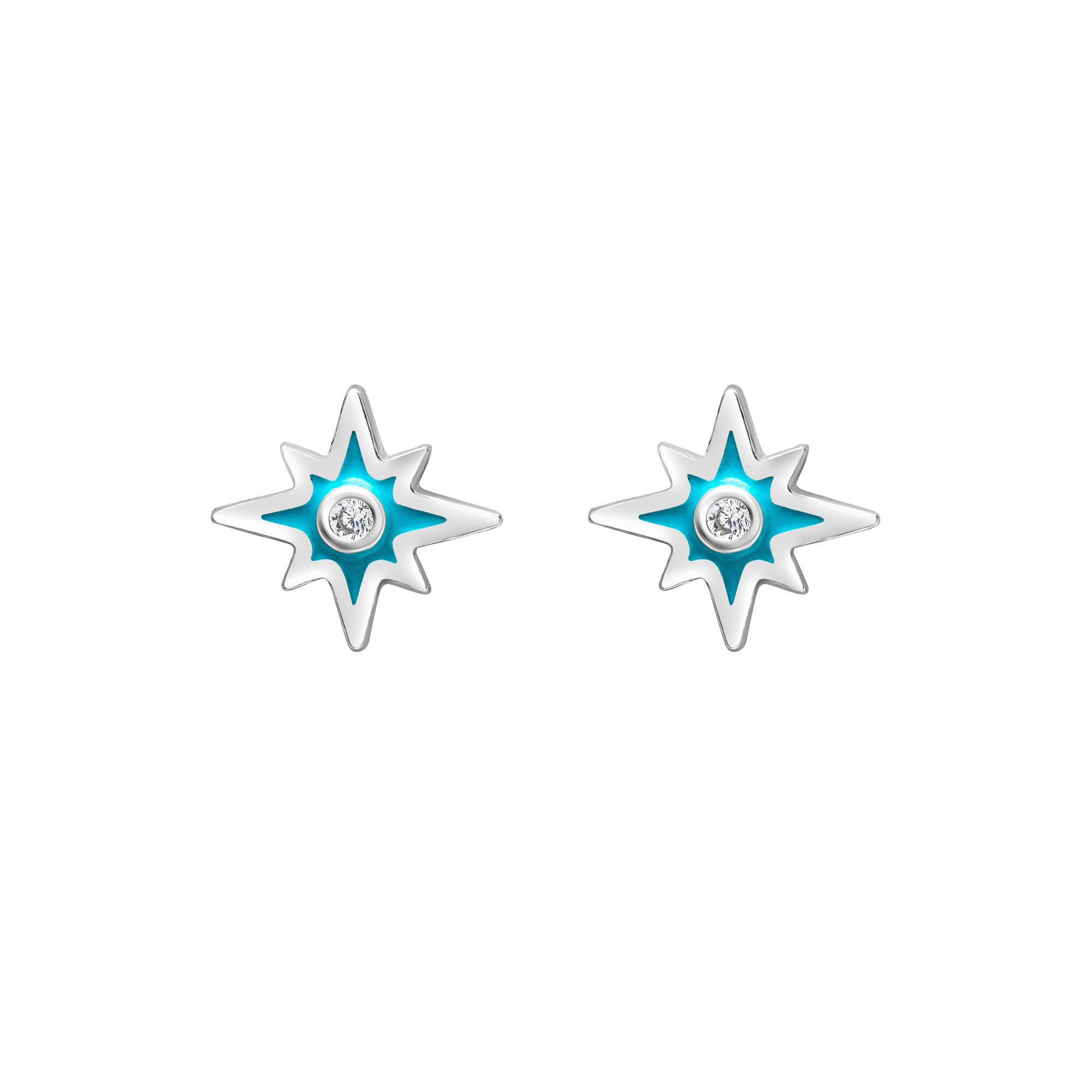 Sterling Silver & Turquoise Dainty CZ Star Earrings par Ag Sterling