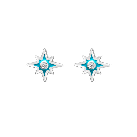 Sterling Silver & Turquoise Dainty CZ Star Earrings par Ag Sterling