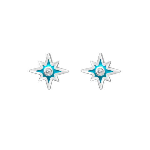 Sterling Silver & Turquoise Dainty CZ Star Earrings par Ag Sterling