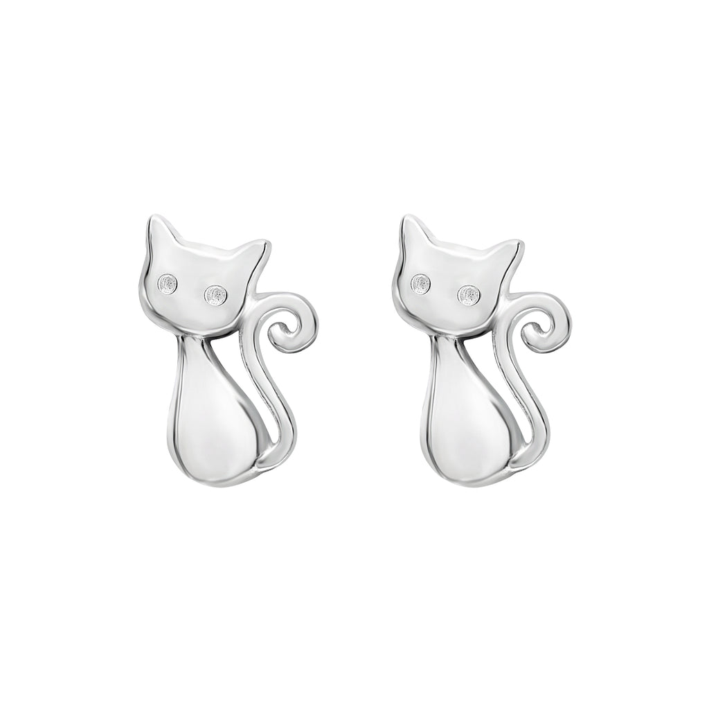 Sterling Silver Cat Stud Earrings par Ag Sterling