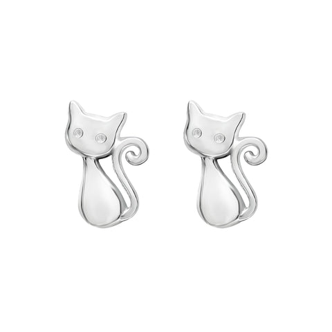 Sterling Silver Cat Stud Earrings par Ag Sterling