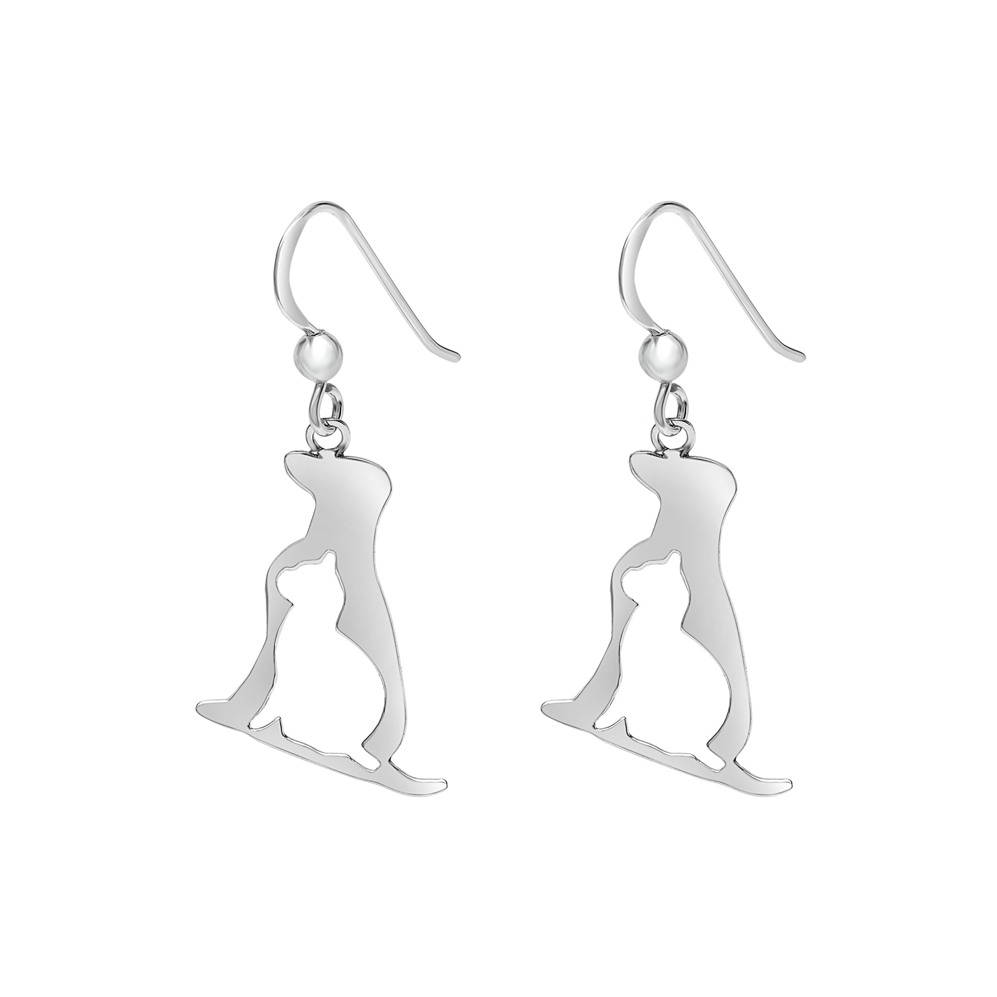 Sterling Silver Dog & Cat Cut Out Drop Earrings par Ag Sterling