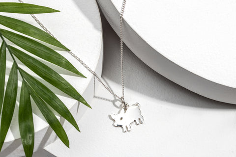 Sterling Silver Pig Pendant Necklace par Ag Sterling