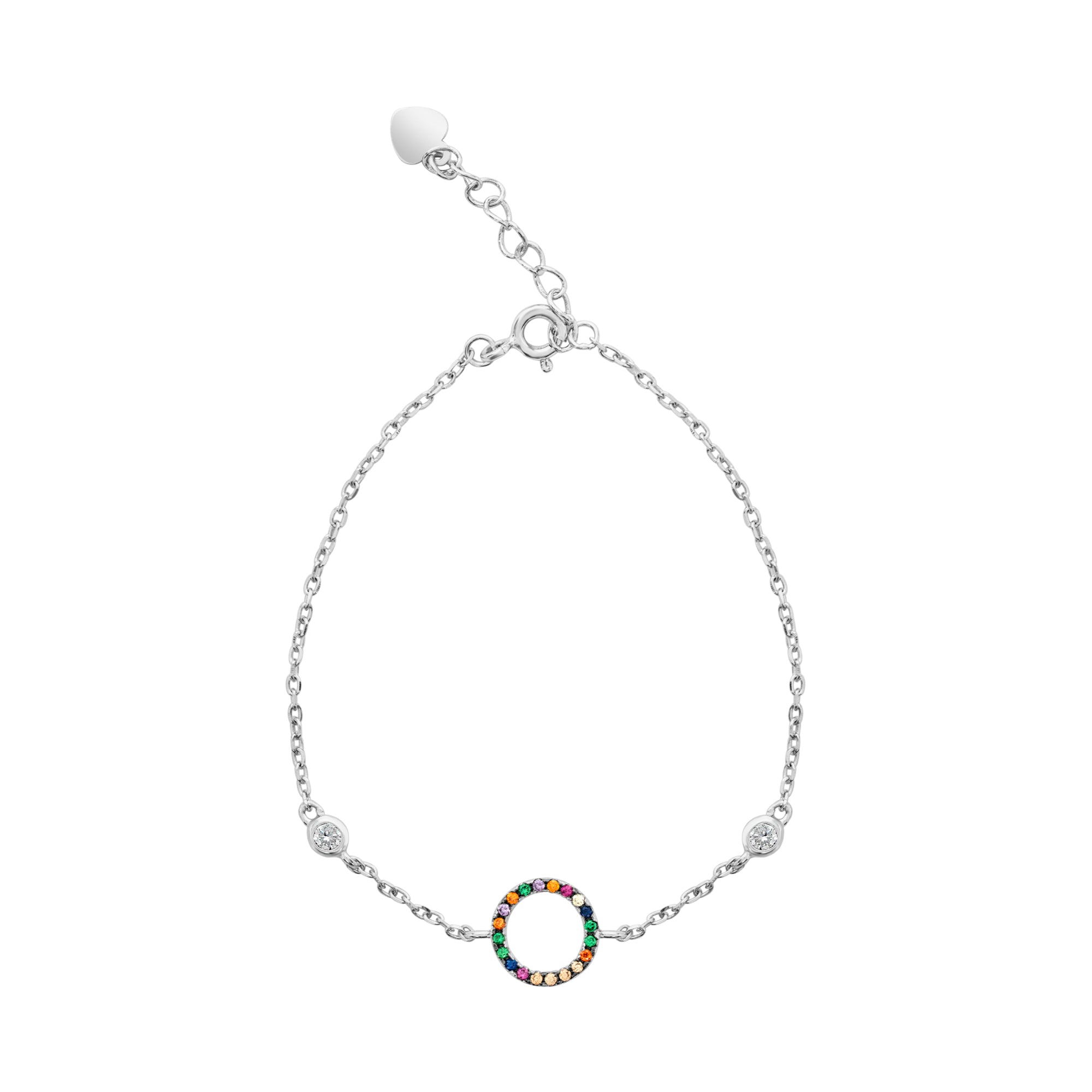 Sterling Silver & Multi Colored Open Circle CZ Bracelet  par Ag Sterling