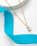 Goldtone   AB Swarovski Crystal Teardrop Pendant Necklace