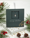 Silvertone   Clear Crystal Halo Pendant Necklace - on Holiday Card