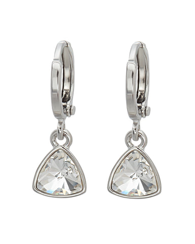 Silvertone   Clear Swarovski Crystal Trillium Drop Earrings