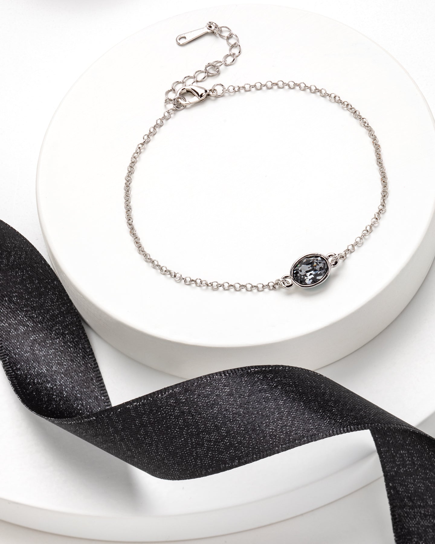 Silvernight Swarovski Crystal Dainty Oval Bracelet