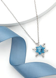 Silvertone   Aqua Swarovksi Crystal Snowflake Pendant Necklace