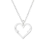 Sterling Silver Openwork Heart Pendant Necklace - Ag Sterling