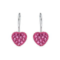 Sterling Silver Pink Cubic Zirconia Heart Earrings