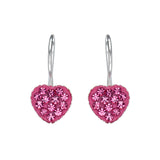 Sterling Silver Pink Cubic Zirconia Heart Earrings