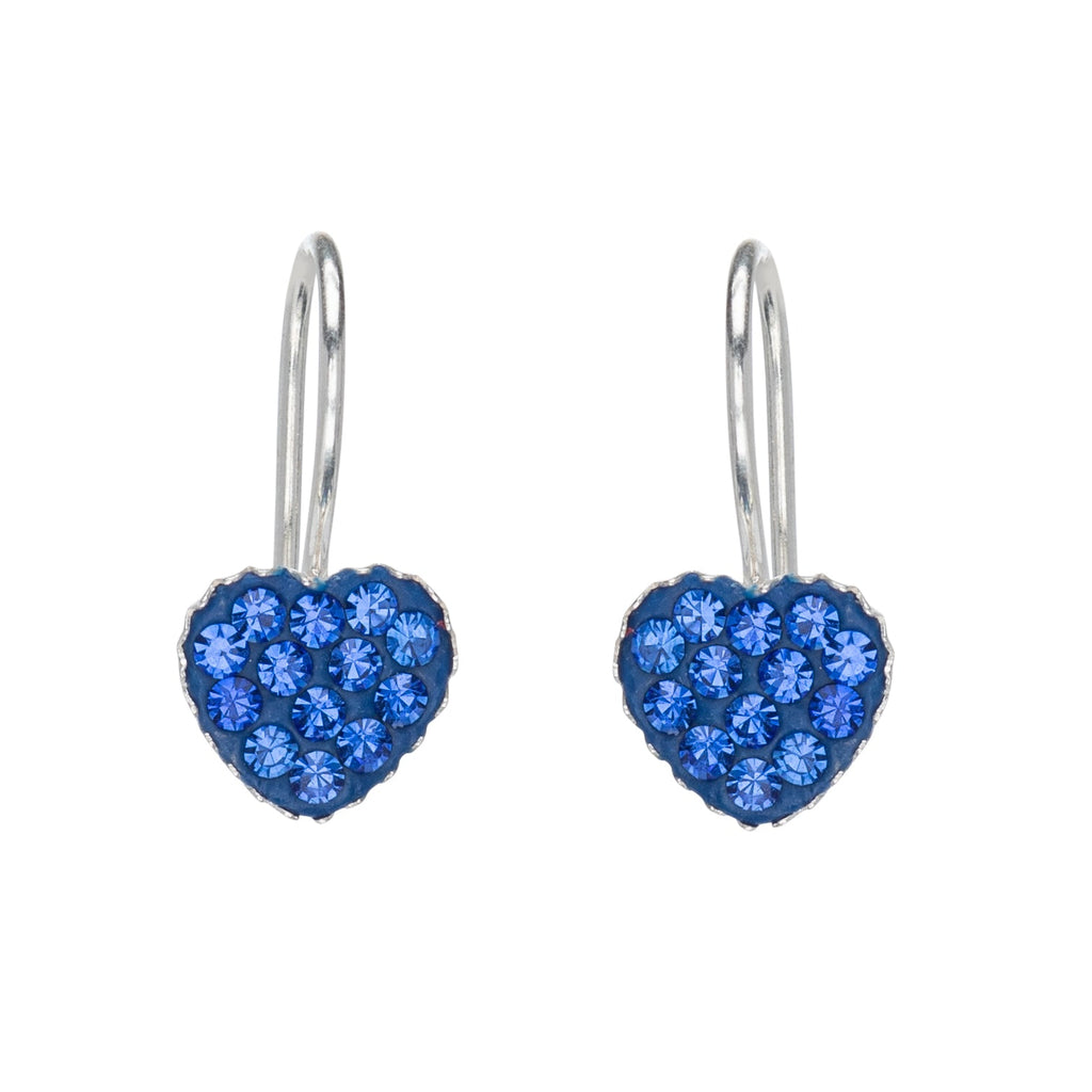 Sterling Silver Blue Cubic Zirconia Heart Earrings