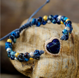 Agate & Sodalite Heart Adjustable Bracelet