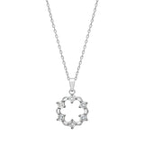 Silvertone Wreath Pendant Necklace with Swarovski Crystals on card