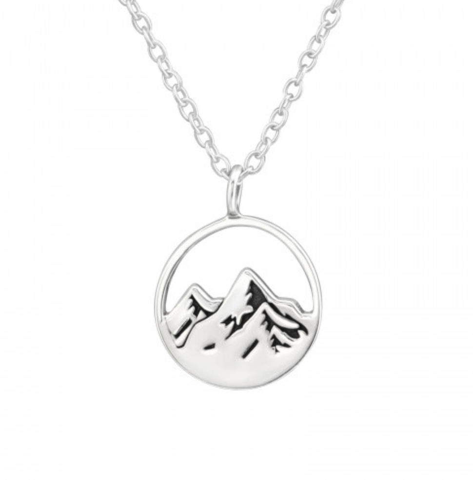 Sterling Silver Mountain Pendant Necklace - Ag Sterling