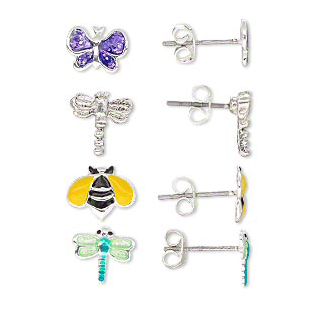 Set of 4 Bug Stud Earrings