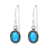 Sterling Silver   Blue Lab Opal Drop Earrings