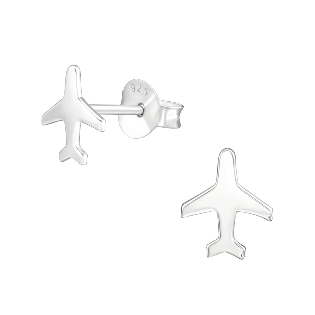Sterling Silver Plane Stud Earrings