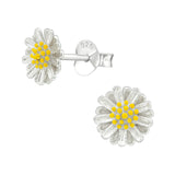 Sterling Silver   Yellow Flower Stud Earrings