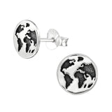 Sterling Silver Globe Stud Earrings