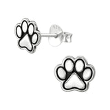 Sterling Silver Paw Print Stud Earrings