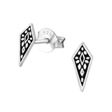 Oxidized Sterling Silver Diamond Shaped Stud Earrings