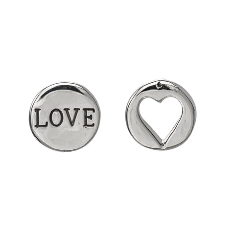 Sterling Silver Circular Love Heart Stud Earrings