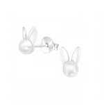 Sterling Silver   Imitation Pearl Bunny Stud Earrings