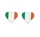 Irish Pride Heart Sterling Silver Stud Earrings